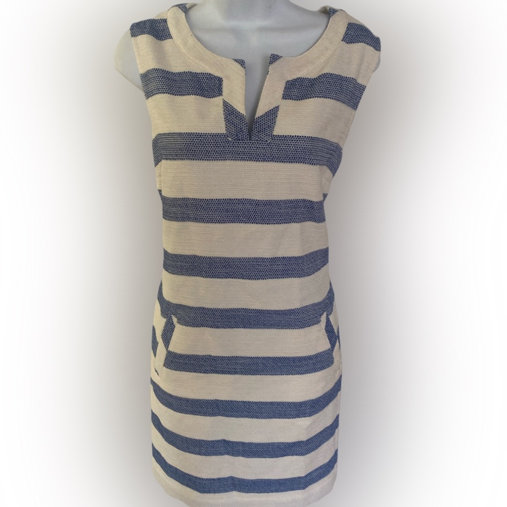 Southern Tide Blue and White Striped Dress-8 blue white striped. ,cotton poly - Picture 2 of 6